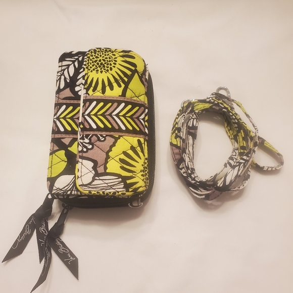 Vera Bradley Crossbody Saddle Bag With Matching Strap Wallet Citron Lime 11'x10" - Picture 5 of 8